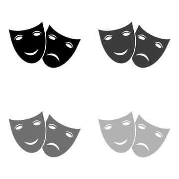 .Theater icon with happy and sad masks - black vector icon