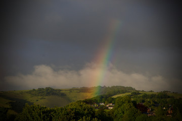 Lewes, East Sussex, UK with rainbow