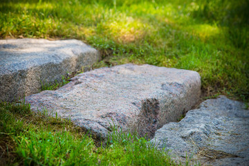 Stone steps close-up of gray in the Park .Texture or background