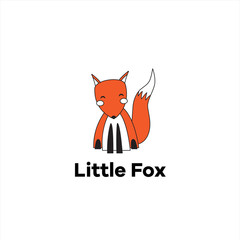 Isolated hand-drawn cute orange flat fox logo