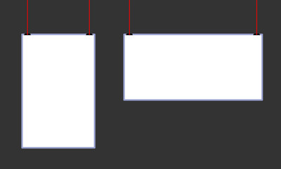 Empty A4 sized vector paper frame mockup hanging with paper clip - stock vector.