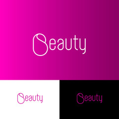 Beauty logo. Beautiful flat letter B like drop. Cosmetic emblem. Linear letters on a different backgrounds.
