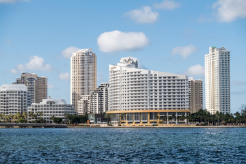 Miami, Florida, USA - May 30, 2019: View of Miami skyline on a sunny day