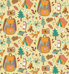 Forest hike pattern seamless design illustration
