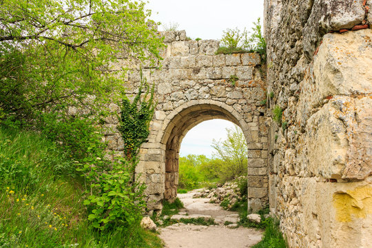 The ruins of the fortress Mangup - Kale in the Crimea.