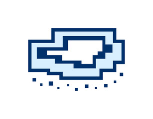 Vector pixel art cloud with falling snow