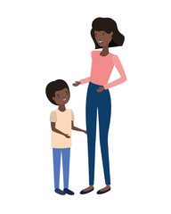 woman with son avatar character