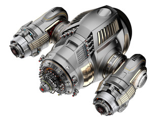 Futuristic alien ship or very detailed battle drone. Isolated on white background. 3d render