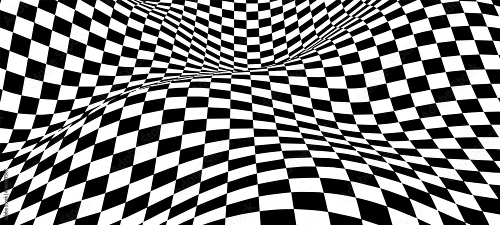 Poster black and white abstract wave. optical illusion. twisted vector illustration.