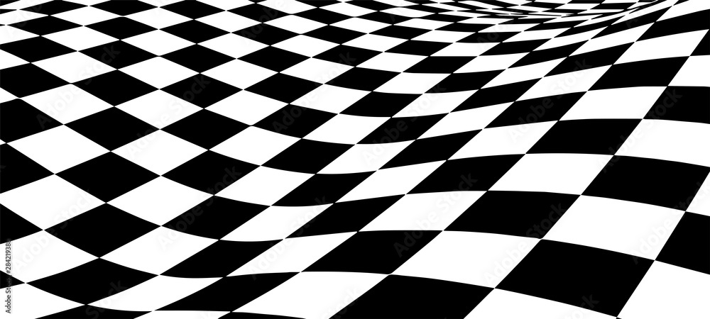 Poster black and white abstract wave. optical illusion. twisted vector illustration.