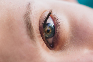 close up of a womans eye