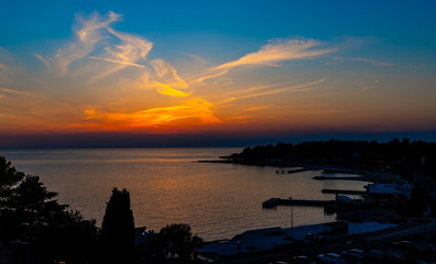 Sonnenuntergang über der Adria bei Porec, Kroatien