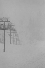 Chairlift at Ski Resort in Blizzard