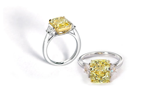 Yellow Cushion Cut Diamond Solitaire