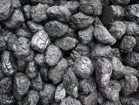 Closeup of mineral coal fossil fuel ready for the furnace