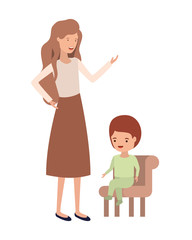 woman with baby sitting on chair character