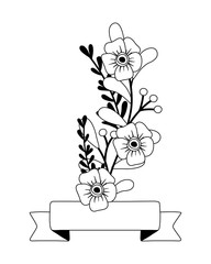Flowers and leaves with ribbon design