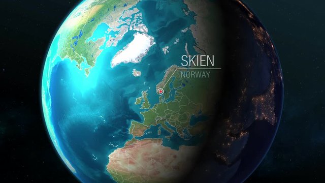 Norway - Skien - Zooming from space to earth
