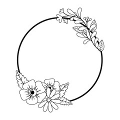 Flowers and leaves circle design