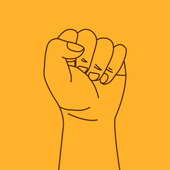 Raised fist - symbol of victory, strength, power and solidarity. Or rock simbol in rock, paper, scissors game. Flat vector icon for apps and websites