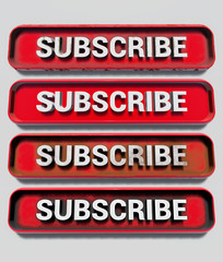 Subscribe button 4 different versions 3D rendering