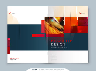 Obraz na płótnie Canvas Brochure template layout design. Corporate business annual report, catalog, magazine, flyer mockup. Creative modern bright concept with square shapes