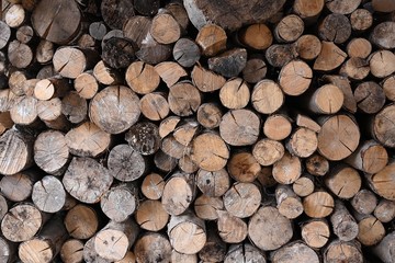 Cut firewood on a stacks of wood
