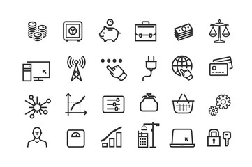 Line icons set. Collection vector black outline logo for mobile apps web or site design