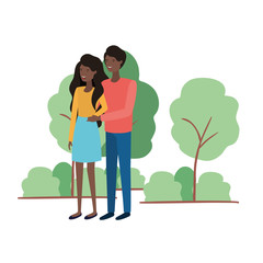 young couple with landscape avatar character