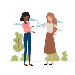 young women with landscape avatar character