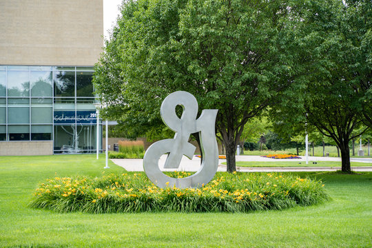 Golden Valley, Minnesota - July 21, 2019:  A Big G sign at the General Mills headquarters in suburban Minneapolis, Minnesota. This is a consumer packaged foods and goods company
