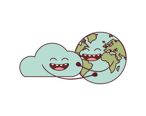 planet earth kawaii isolated icon vector illustration