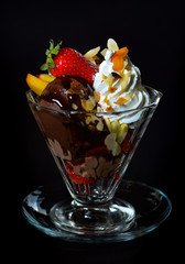 dessert with ice cream and strawberries