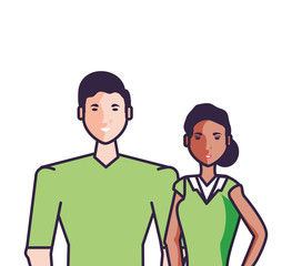 young friends couple avatar character