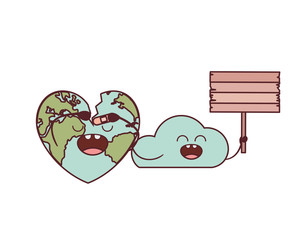 planet earth kawaii isolated icon vector illustration