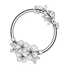 Flowers and leaves circle design