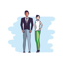 business couple elegant avatar character