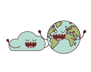 Fototapeta premium planet earth kawaii isolated icon vector illustration