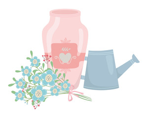 Isolated flowers and leaves vector design