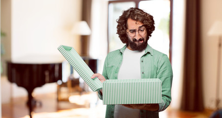 young fool man with a gift box