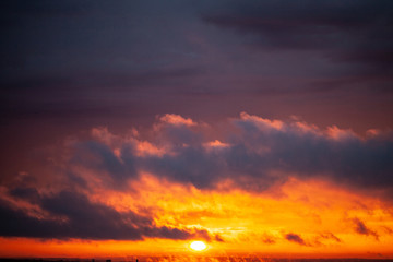Dramatic sunset with twilight color sky and clouds.
