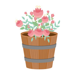 Flowers and leaves inside barrel vector design