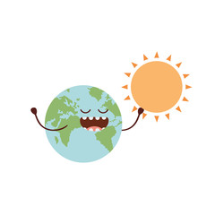 planet earth kawaii isolated icon vector illustration