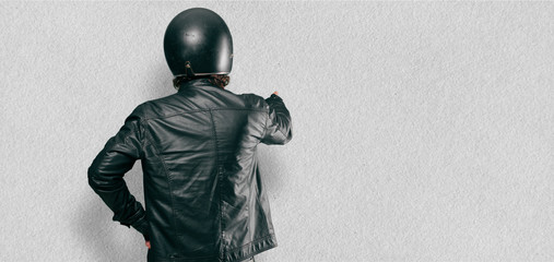 motorbike rider back pose