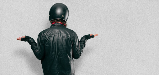 motorbike rider back pose