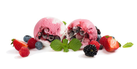 Close up of ice cream with mix berries.
