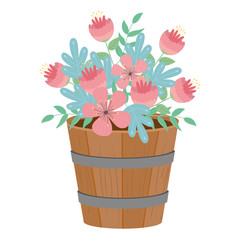 Flowers and leaves inside barrel vector design