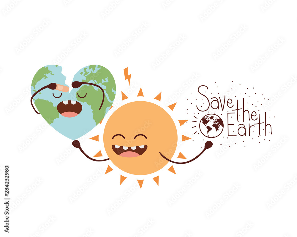 Sticker save the earth label icon