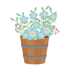 Flowers and leaves inside barrel vector design
