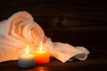 candles and towel